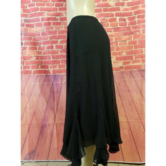 British India traveler Black Chiffon Polyester Women JR long Skirt Size 9 - Picture 2 of 7